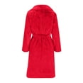 thumbnail image 4 of Olyvenn Women's Winter Warm Long Overcoat Faux Fur Coat Fluffy Plush Outerwear Mid-Length Thickened Warm Coat Solid Color Lapel Long Sleeve Overcoat Red 6, 4 of 6