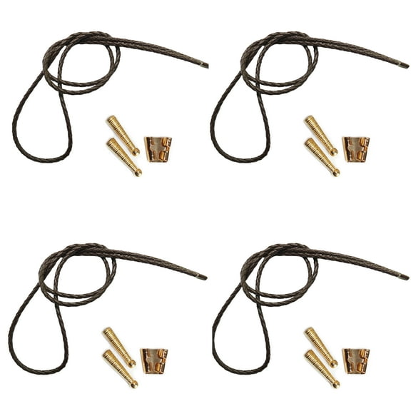 Blank Bolo Tie Kit Standard Slide Ridge Tip Goldtone Parts Brown Vinyl Pk/4