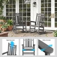thumbnail image 4 of Oversized HDPE Outdoor Rocking Chair, All-Weather High Back Porch Rocker, 2-Pack, Dark Gray, 4 of 7
