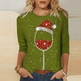 thumbnail image 1 of Prix Réduit! Aqestyerly Hauts de Noël pour Femmes Liquidation T-Shirt Imprimé de Noël Manches 3/4 Blouse Col Rond Hauts Décontractés, 1 of 4