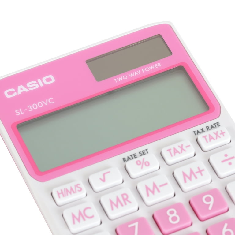 Casio 8-Digit Display Solar Wallet Calculator, Pink