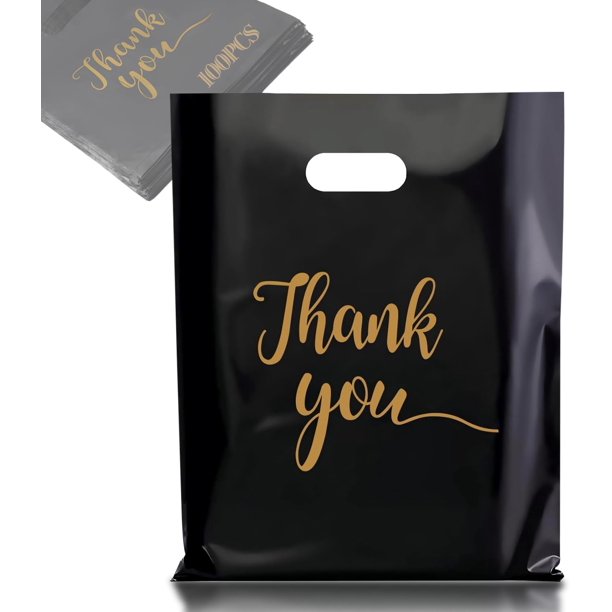 50 Pcs Bolsas de Compras Reutilizables, Bolsa Polipapel Boutique Decorada, Bolsas de Plástico con Asa, Bolsas de plástico regalo
