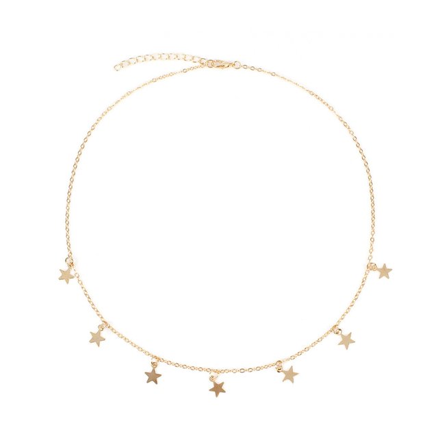 Collier Ras du Cou Étoile Chanceuse Pendentif Chaîne à Pampilles Collier pour Femmes Filles