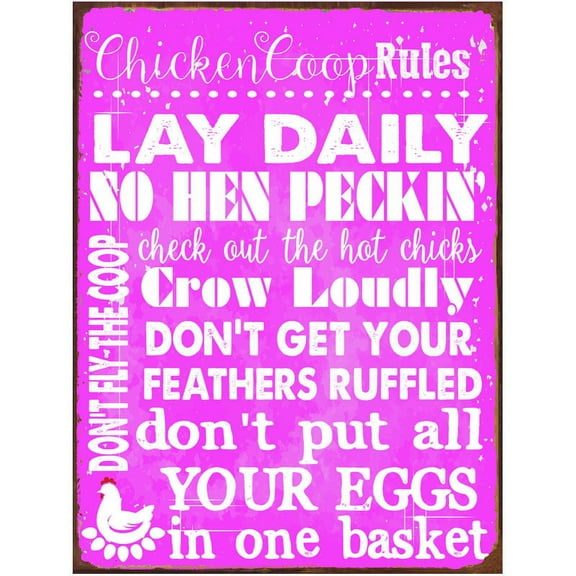 Sun Protected Chicken Coop Rules Metal Sign