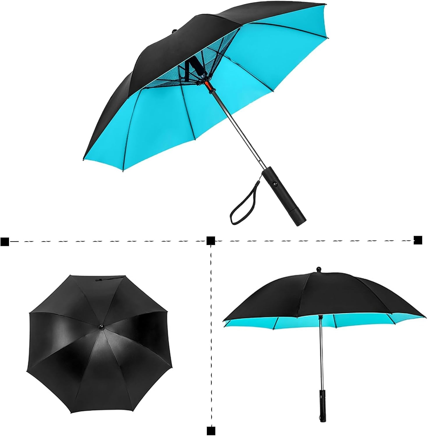 Umbrella with Fan and Mist Spray, 2025 upgraded UV Blocking Umbrella with Fan and Mister for Summer outdoor activities