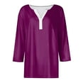 thumbnail image 4 of ZOHIUM Women's Tops Casual Womens Summer Tops Cute V Neck Shirts 3/4 Length Sleeve Blouses Dressy Loose Fit Tunics Graphic Tees Casual Shirts for Women Women's Tees Women Top (Hot Pink,XXL), 4 of 4