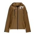 thumbnail image 5 of Enjoytime Rain Jacket Women Waterproof Printed Zip Up Windbreaker Lightweight Hooded Outdoor Raincoat for Travel Hiking Plus Size Clothes Brown S, 5 of 7