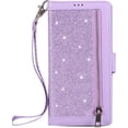 thumbnail image 6 of Wallet Case for Samsung Galaxy Note 8,Magnetic Handbag Zipper Pocket PU Leather Flip with 9 Card Slots and Wrist Strap Folio TPU Inner Stand Case for Samsung Galaxy Note 8 - Purple, 6 of 10