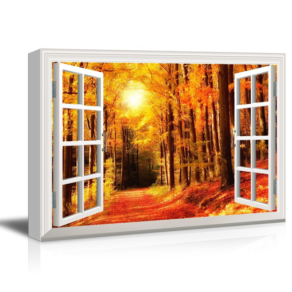 ROAD TO HEAVEN GREEN FIELD 3D Window View Canvas Wall Art Picture  W246 MATAGA 