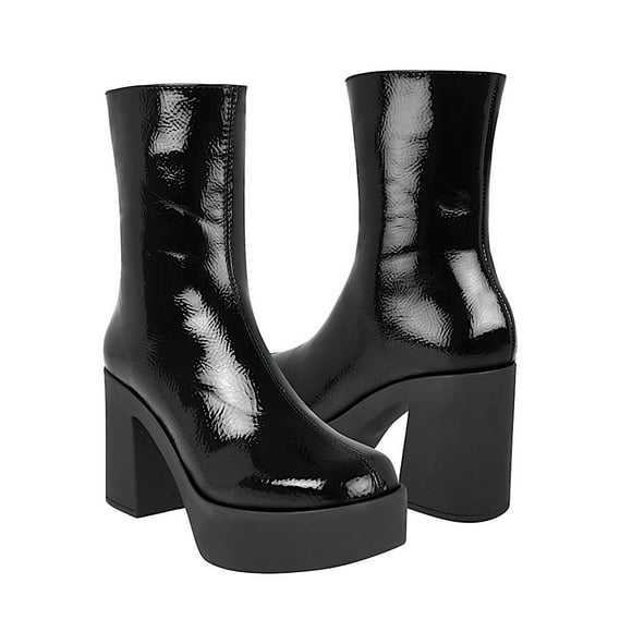 BOTINES STYLO MUJER 147-04 CHAROL NEGRO