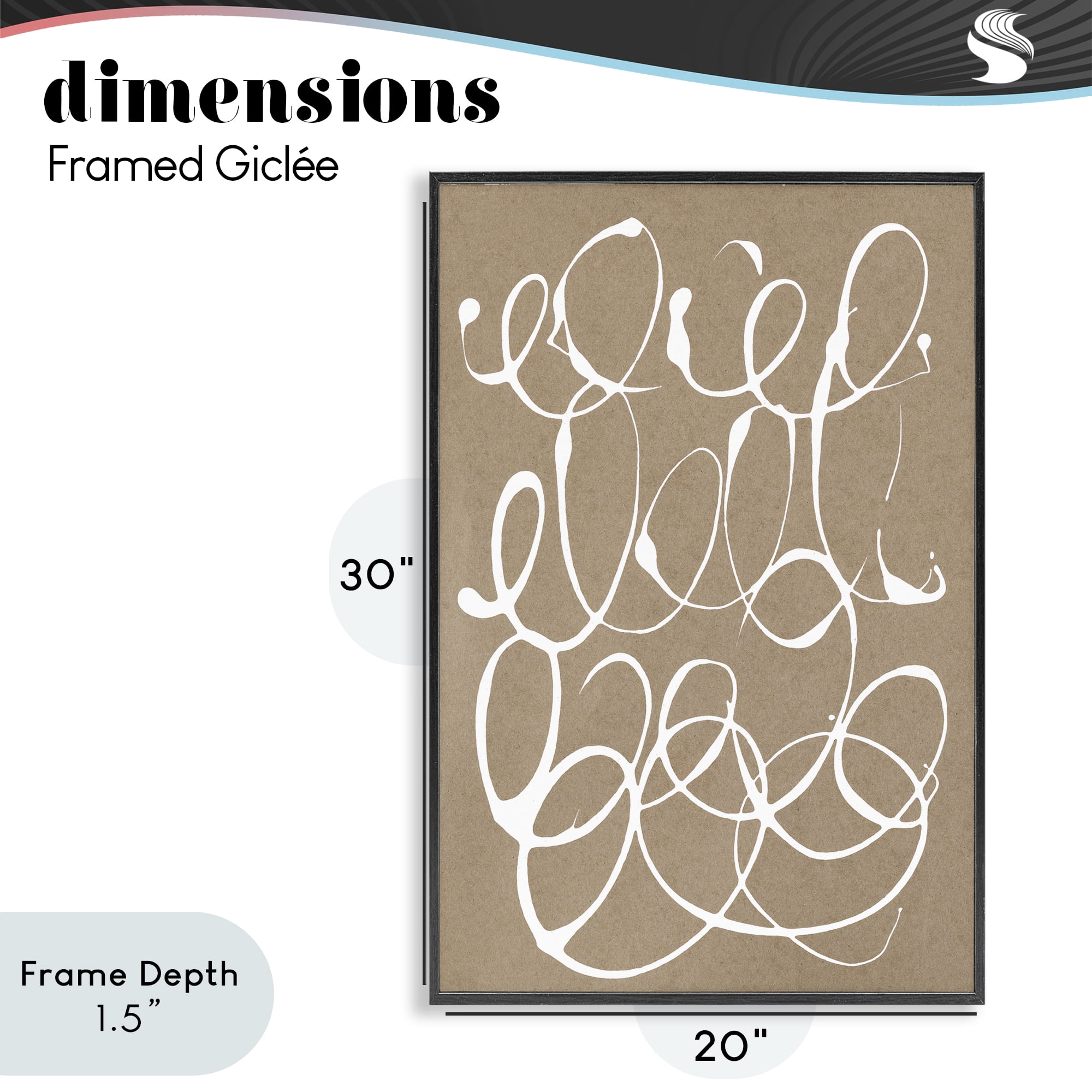 Stupell Industries Scribbled Taupe Circles Black Framed Giclee Art, design by Susan Bryant