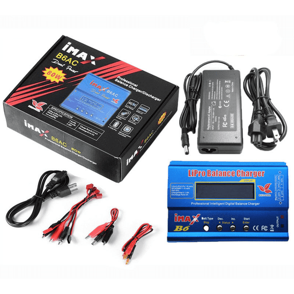 B6 80W 6A Lithium Battery Balance Charger - Multi-Function Charger for LiPo, Li-Ion, NiMH, NiCd, and Lead Batteries with LCD Display and Safety Protections