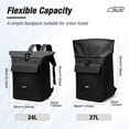 thumbnail image 2 of SYCNB Rolltop Backpack for Men & Women, Waterproof Travel Backpack with computer compartment, 24L/27L Expandable Capacity Daypack for Work College Trip, Black, 2 of 6