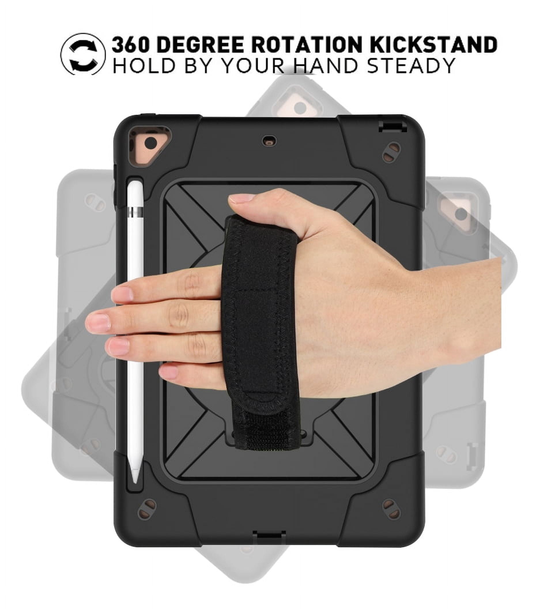 iPad 9th 8th 7th Generation Cases with Screen Protector, iPad 10.2" 2021/2020/2019 Case, Allytech Heavy Duty Shockproof Protective Covers with 360 Rotate Stand /Hand Strap/ Should Belt /Pencil Holder