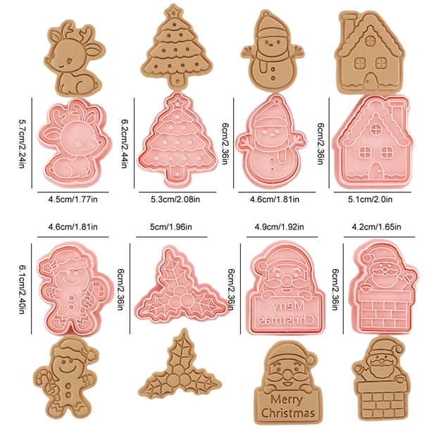 Cortador, 8 piezas/juego de moldes para hornear de plástico navideño DIY, molde para galletas navideñas, artesanía excepcional