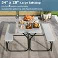 thumbnail image 6 of Moccha Picnic Table Bench Set - Portable Plastic Picnic Table w/Steel Frame & Wood-Like Texture, All Weather Heavy Duty Picnic Table Kit, Picnic Tables for Outdoors Garden Patio Party Dining (Grey), 6 of 18