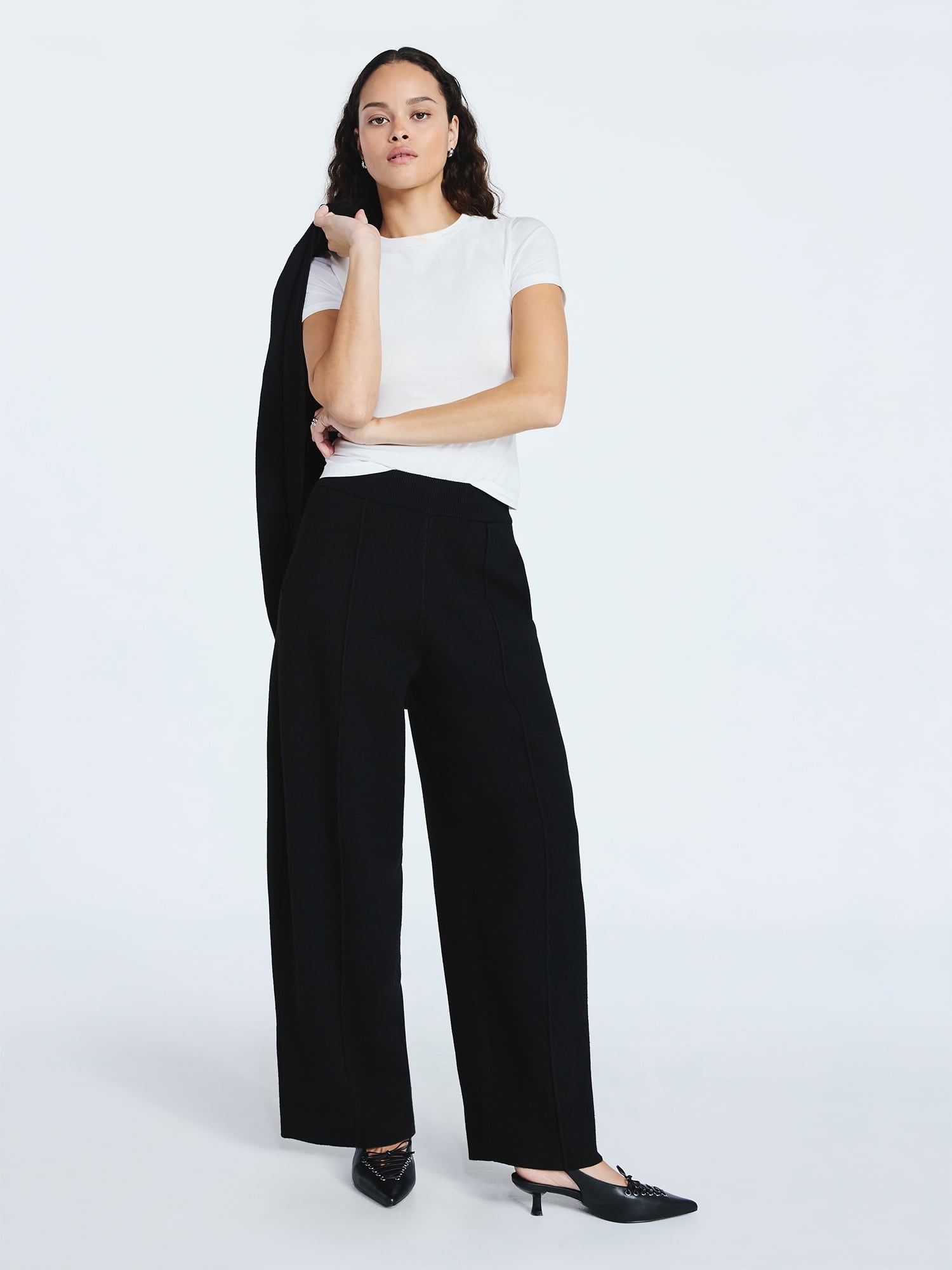Scoop Women's Sweater Knit Barrel Pants, Sizes XS-XXL
