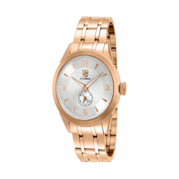 Men's Rose Gold-Tone Steel Bracelet & Case Quartz Silver-Tone Dial Analog Watch SC0119
