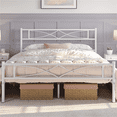 thumbnail image 2 of Yaheetech Simple Metal Platform Bed with Curved Design, Full, White, 2 of 7
