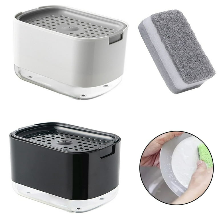 Dish Soap Dispenser and Sponge Holder, 2 in 1 Gadgets, Liquid Pump Dispenser Container ,Kitchen Soap Dispenser for Kitchen, Size: 17X16X14CM, Red