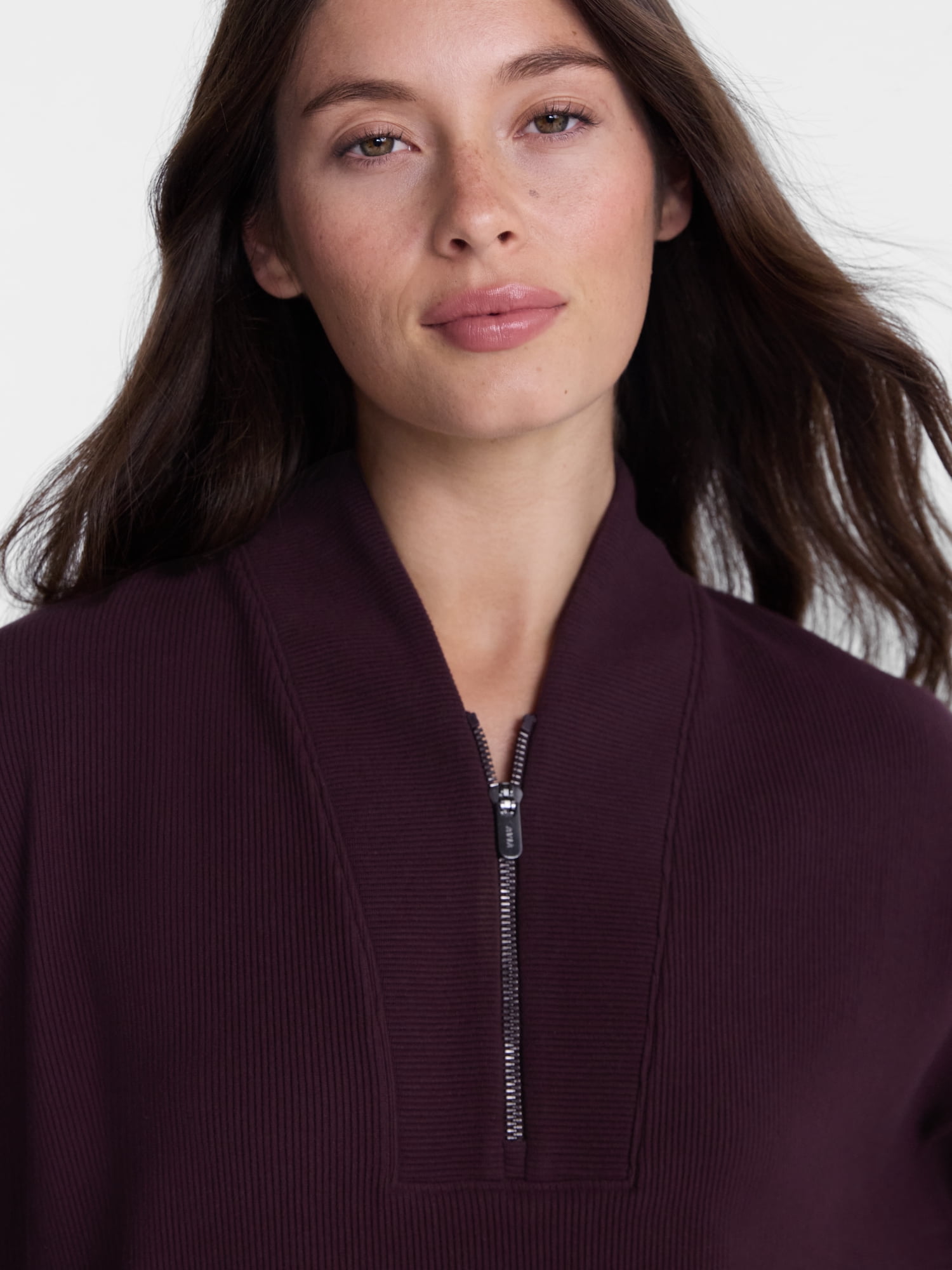 Avia Women's and Women's Plus Ribbed Ottoman Quarter Zip Sweatshirt, Sizes XS-4X