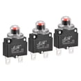 thumbnail image 1 of Unique Bargains Circuit Overload Protector 13A AC125/250V DC32V Push Button Thermal Circuit Breaker with Waterproof Caps 3pcs, 1 of 5