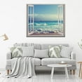 thumbnail image 3 of AEFER Beach Ocean Bathroom Wall Art Coastal Beach Pictures Wall Decor Blue Sea Canvas Painting Print Tropical Ocean Waves Nautical 3D Window View Decor Frame: 24x20inch(60x50cm), 3 of 6