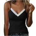 thumbnail image 4 of GERsome Tank Tops with Built in Bras for Women Lace Trim V-Neck Summer Spaghetti Strap Sleeveless Workout Yoga Shirts Black Size S, 4 of 7