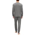 thumbnail image 5 of Dwelliawo Men's Viscose Pajamas Set 2-Piece Henley Collar Long Sleeve Tee and Pants Pockets Pj Set Lounge Comfortable Loose Fall Winter Fashion Solid Color Sleepwear Dark Gray M, 5 of 9