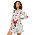 thumbnail image 3 of FORMRS Womens Long Sleeve Nightgowns Crew Neck Sleep Shirt Soft Pajamas Sizes S-3XL, Gray Christmas Santa, 3 of 8