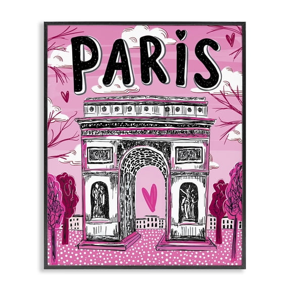 Stupell Industries Art Deco Romantic Paris Arc de Triomphe Black Framed Giclee Art, 11 x 14, by Jess Stempel