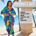 thumbnail image 7 of FKELYI Tropical Palm Leaf Print Women Maxi Beach Dress V Neck Summer Kaftan Batwing Sleeve Swimwear Cover Up Plus Size Bikini Coverup Soft Resort Wear Loungewear, 7 of 7
