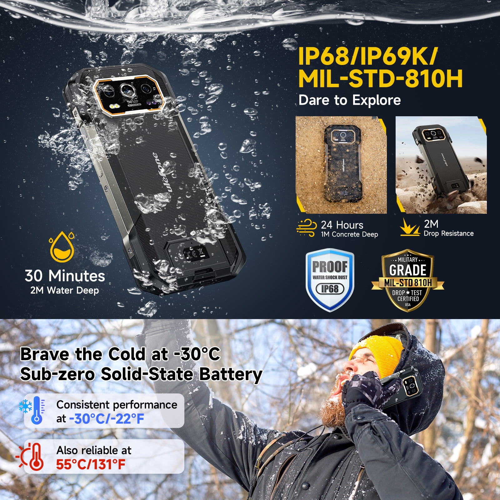 Ulefone Armor 27 4G 10600mAh Rugged Phone 24GB 256GB Android 14 Smartphone,Armor 27 4G