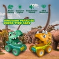 thumbnail image 3 of JUNWELL 3 Pack Dinosaur Cars with Realistic Sound and Flashing Light Pull Back Dinosaur Monster Trucks Games Toy Kids Party Favors Prizes Gifts for 3 4 5 6 7 8 + Year Old Girl Boy, 3 of 6
