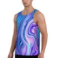 thumbnail image 2 of Gukieu Swirl Blue And Purple Print Men's Quick Dry Fitness Vest, Round Neck Sleeveless Fitness Bodybuilding Top-Medium, 2 of 7