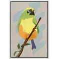 thumbnail image 3 of PixonSign Framed Canvas Wall Art Green and Yellow Finch Bird Portrait Print Animals Wildlife Digital Art Modern Art Rustic Wall Decor for Living Room, Bedroom, Office - 16"x24" White, 3 of 5