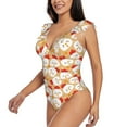 thumbnail image 3 of Goofa Cartoon Chicken Print Women's Ruffled One Piece Swimsuit V Neck, 3 of 7