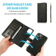 thumbnail image 3 of Wallet Case for iPhone 15, 2 In1 PU Leather Flip Phone Case with Detachable Magnetic TPU Inner, Kickstand Phone Cover with Card Slots & Wrist Strap for iPhone 15, Black, 3 of 8