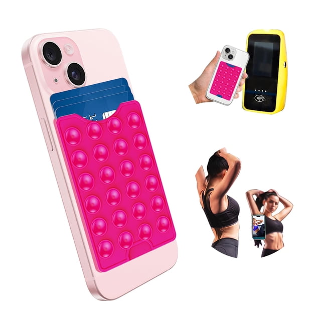 Tarjetero con ventosa para teléfono CukoHno Classic Hot Pink