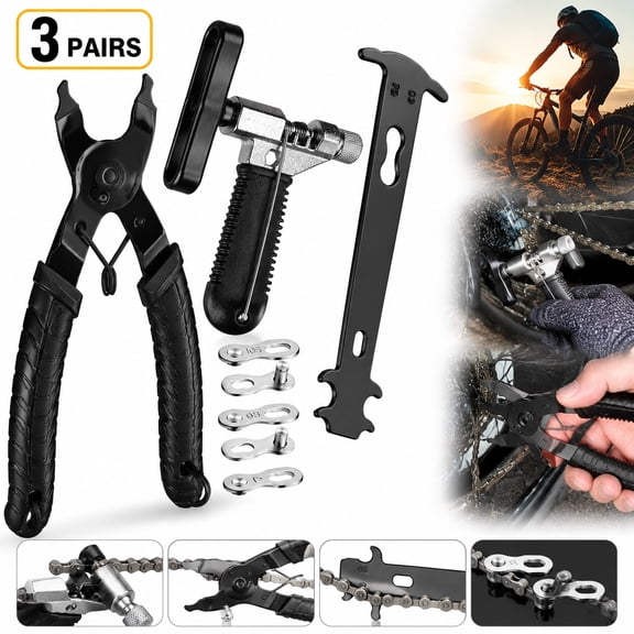 Rongsi Bike Link Plier,Chain Breaker Splitter Tool, Chain Checker,3 Pairs Bicycle Missing Links, Bike Link Opener Closer Plier Chain Cutter Connector Wear Indicator Tool