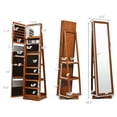 thumbnail image 2 of Costway 360degree Rotatable Jewelry Cabinet 2-in-1 Lockable Mirrored Organizer Brown, 2 of 12