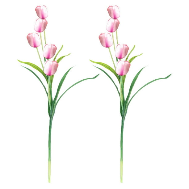 2 piezas de tulipanes falsos, flores falsas, ramos de tulipanes simulados, decoraciones