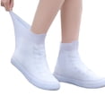 thumbnail image 3 of Fundas para zapatos de lluvia, impermeables, a prueba de polvo, reutilizables, cubiertas para zapatos de silicona gruesas para mujeres, hombres, blancas, hasta la mitad de la pantorrilla, tallas, 3 of 10