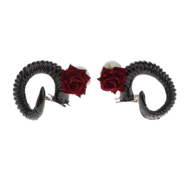 Cuerno de Artificial Cuernos de Cabra Halloween Cosplay Demonio Diadema Malvada Negro CUTICAT Diadema de pelo gótico