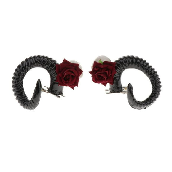2 Piezas Pinza de cabellero Floral Horquilla de Cuerno Vintage Adorno para Cabello, Árbol de Navidad, Props de fotografía Negro