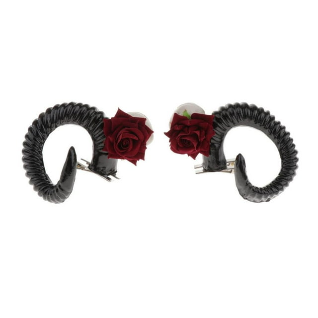 1 Par Horquil de Pelo Pinza de Cabello Floral con Cuerno Regalo Cumpleaños para Mujer Chica Negro Baoblaze Diadema de pelo gótico