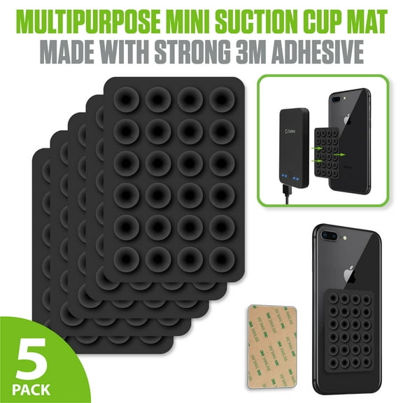 Cellet 5-Pack Mini Suction Cup Mat with 3M Adhesive – Black