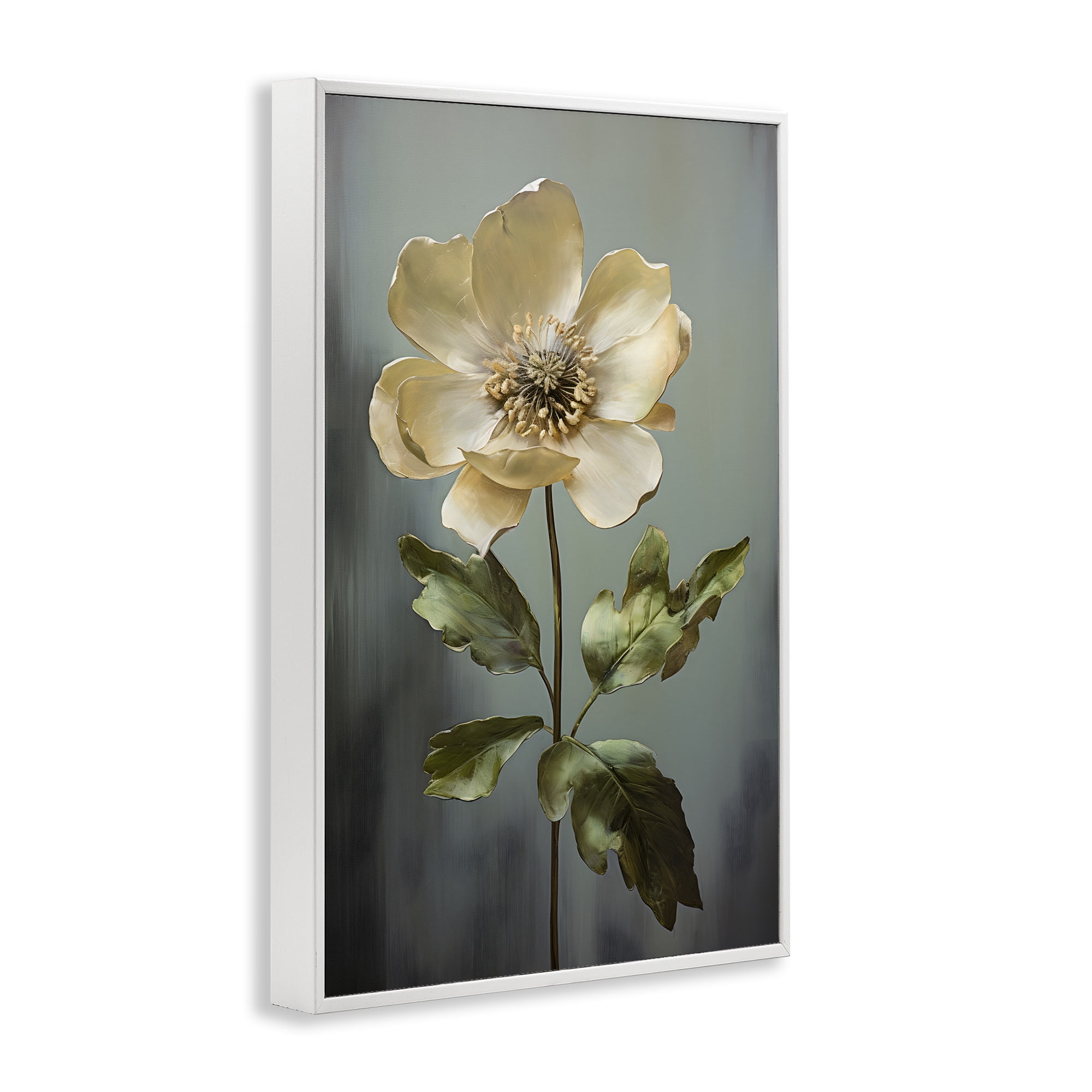 Stupell Industries White Floret Bloom Botanical & Floral Painting White Framed Art Print Wall Art, 16 x 24