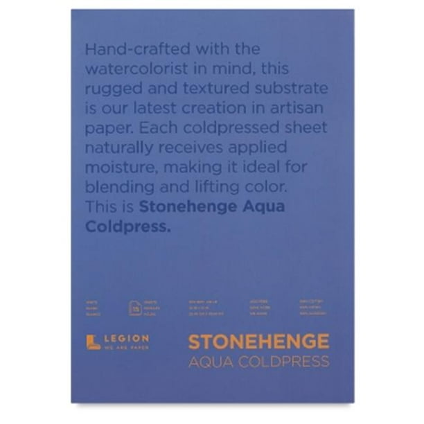Stonehenge Bloc Aqua Tampon Presse à Froid 12" X 16" 15 Feuilles/pkg-Blanc 140Lb