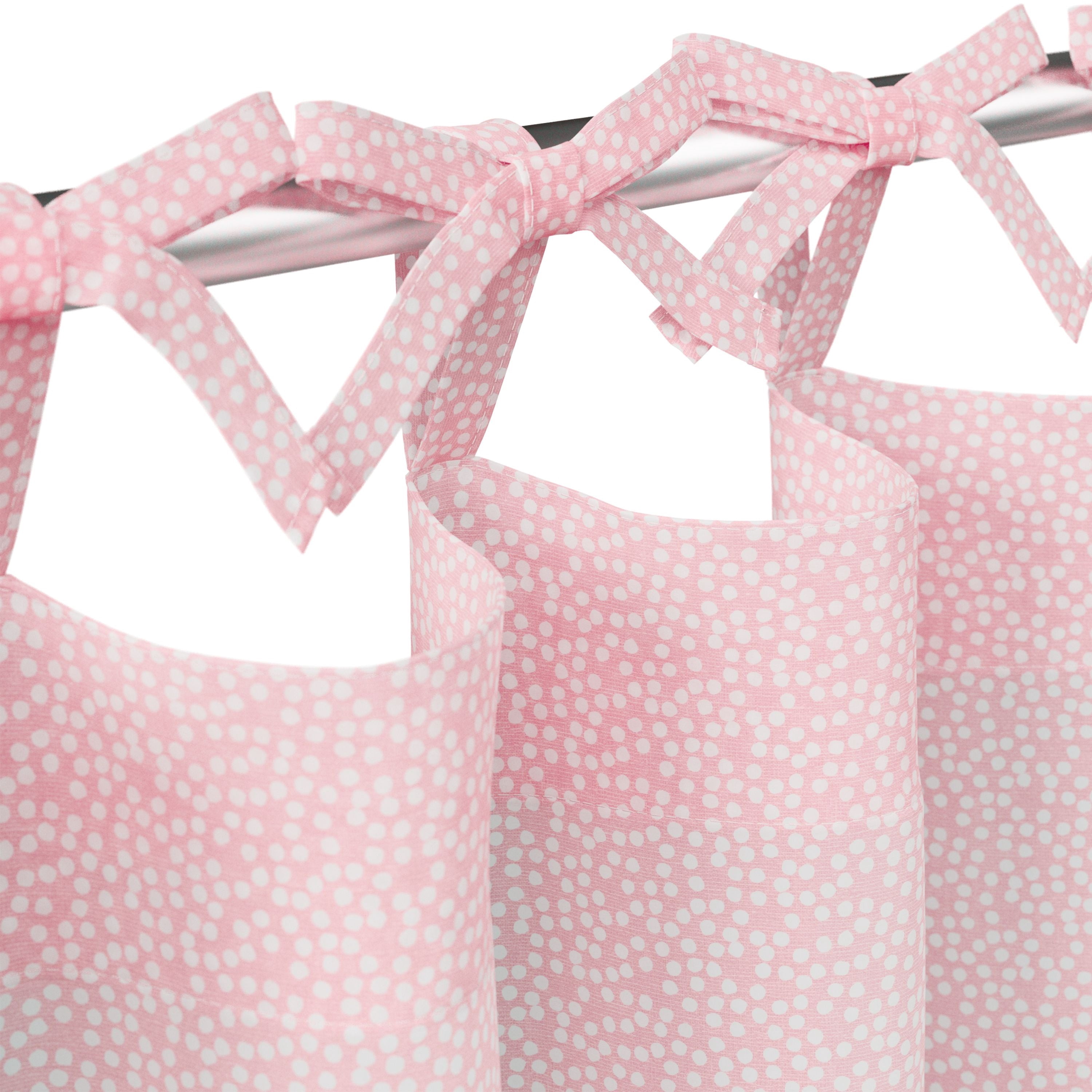 Mainstays Kids Pink Dotted Light Filtering Tie Top Single Curtain Panel, 38 in W x 84 in L